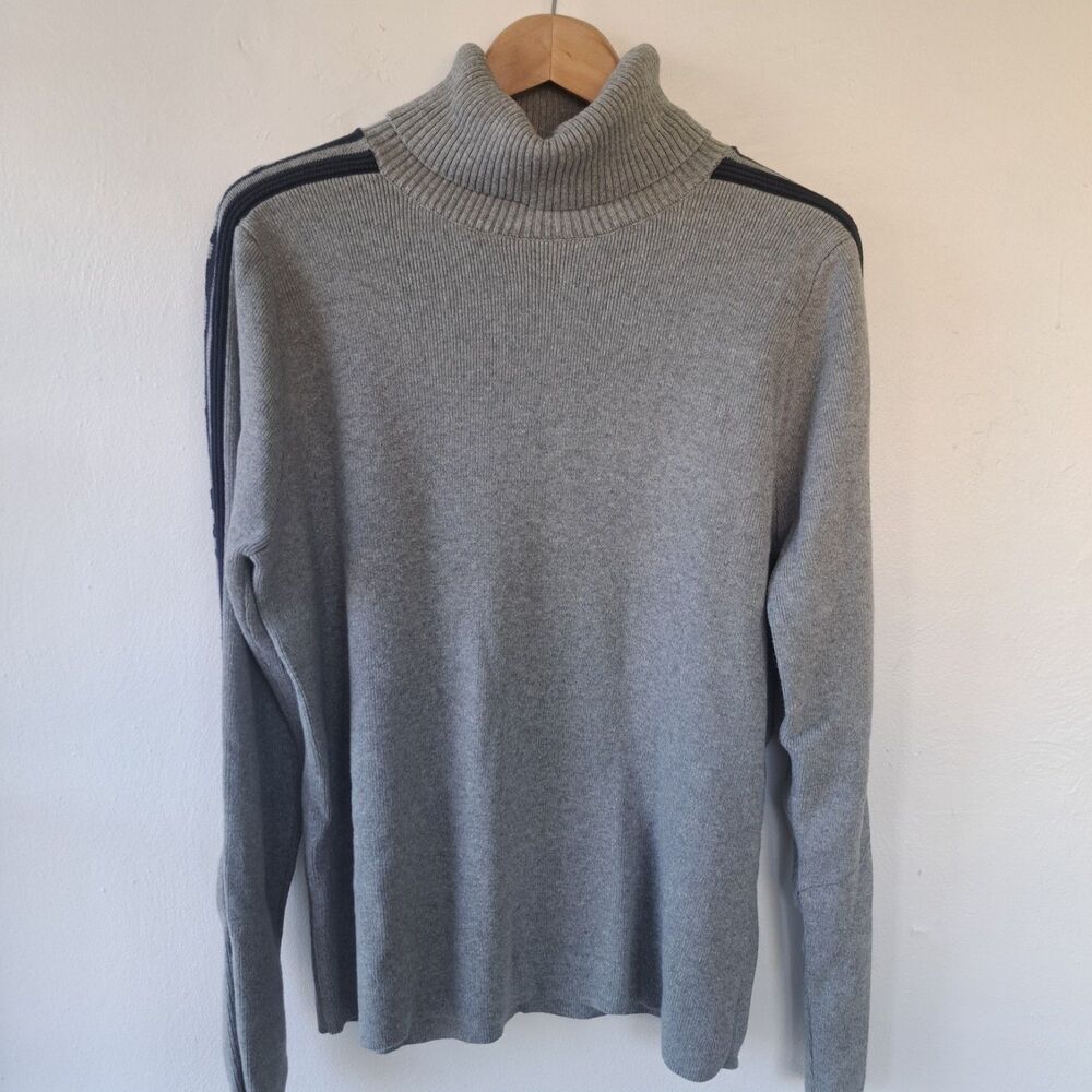 Vintage Polo Jeans Co Ralph Lauren Y2k Womens Gray Turtleneck Striped Sweater XL - Picture 4 of 9
